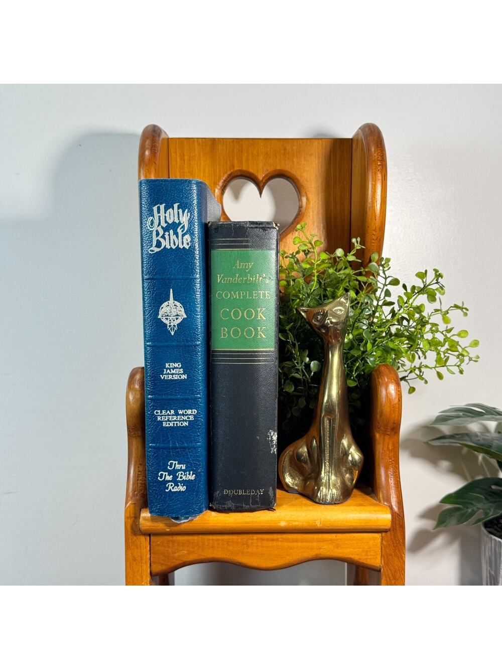 Vintage Wooden Doll Chair 19" High Cookbook / Bible Display